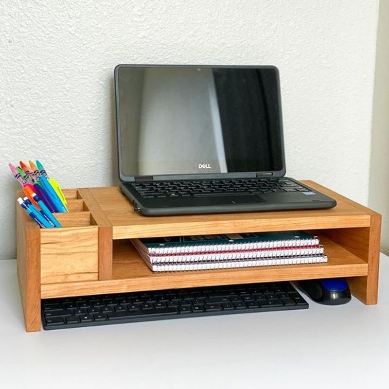 AMUEBLE - Base Soporte para monitores TIFANY CEDRO Repisa para monitores