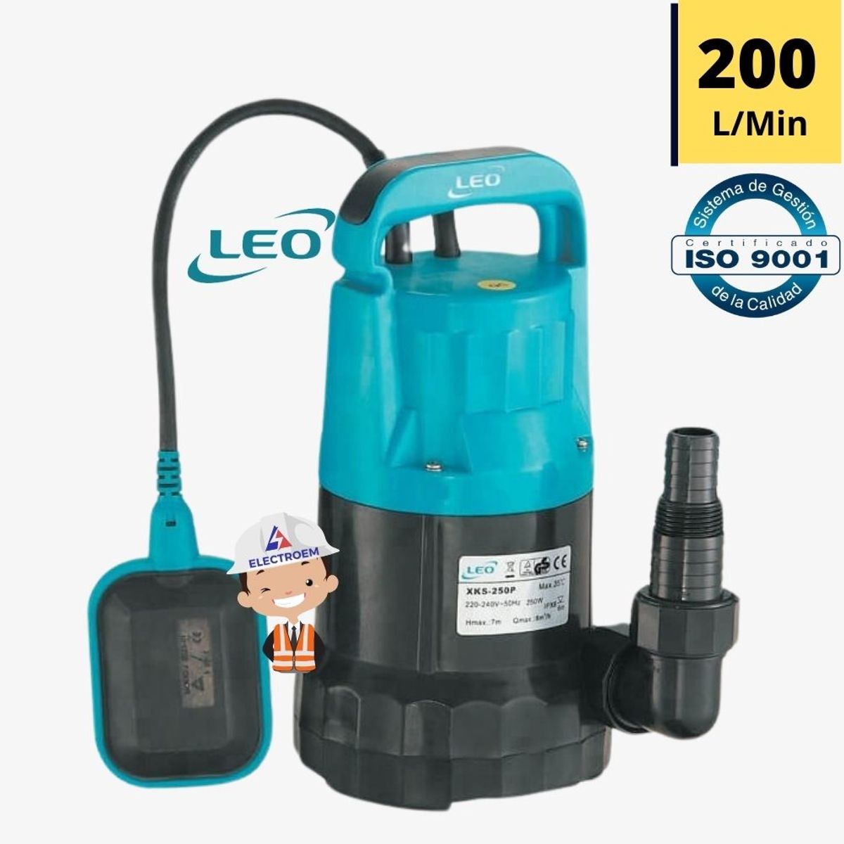 GENERICO - BOMBA SUMERGIBLE 200L-MIN PARA DRENAJE DE AGUA SUCIA Y LIMPIA