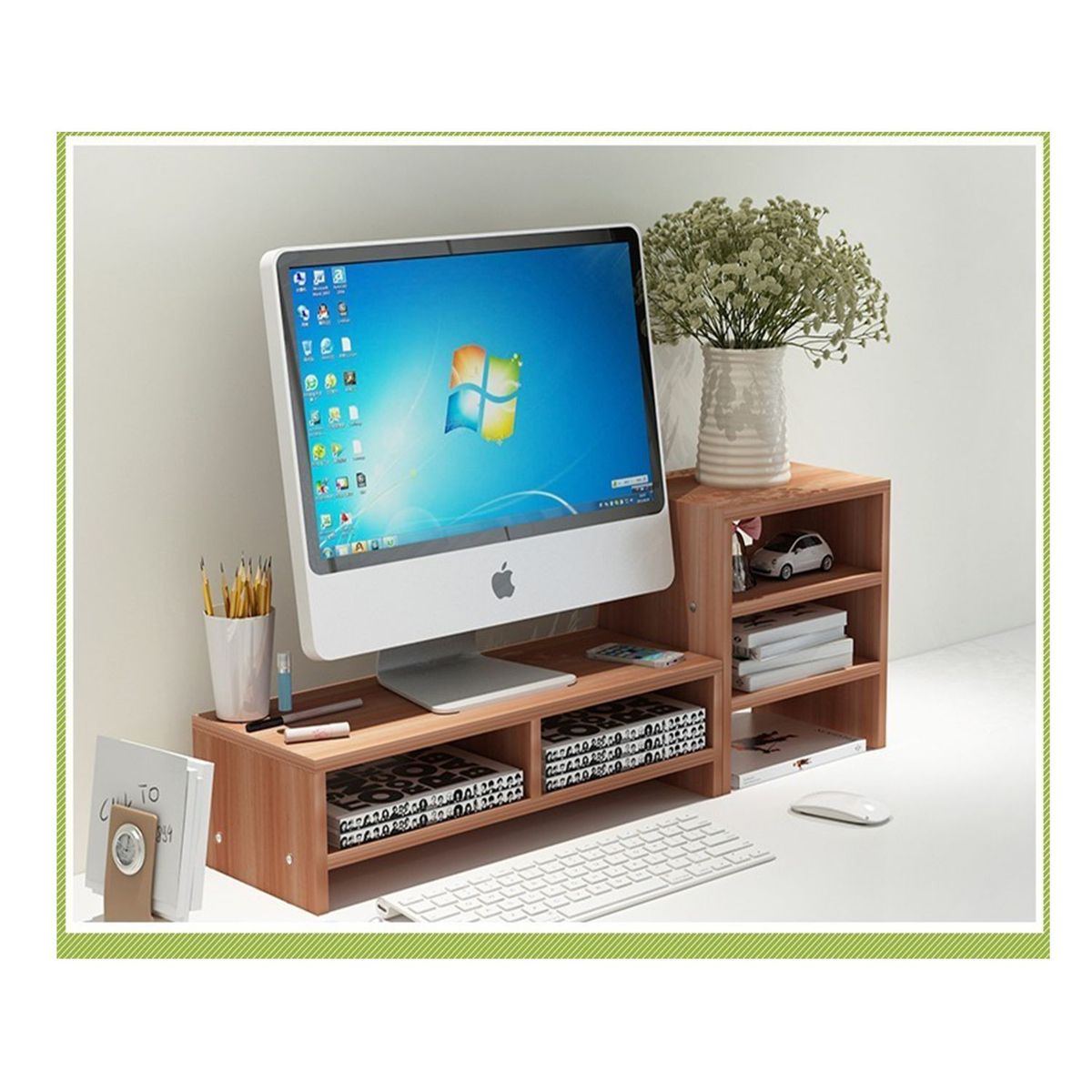 AMUEBLE - Base Soporte para monitores EMANUEL cedro Repisa para monitores