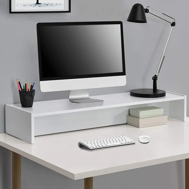 AMUEBLE - Base Soporte para monitores LARGE BLANCO Repisa para monitores