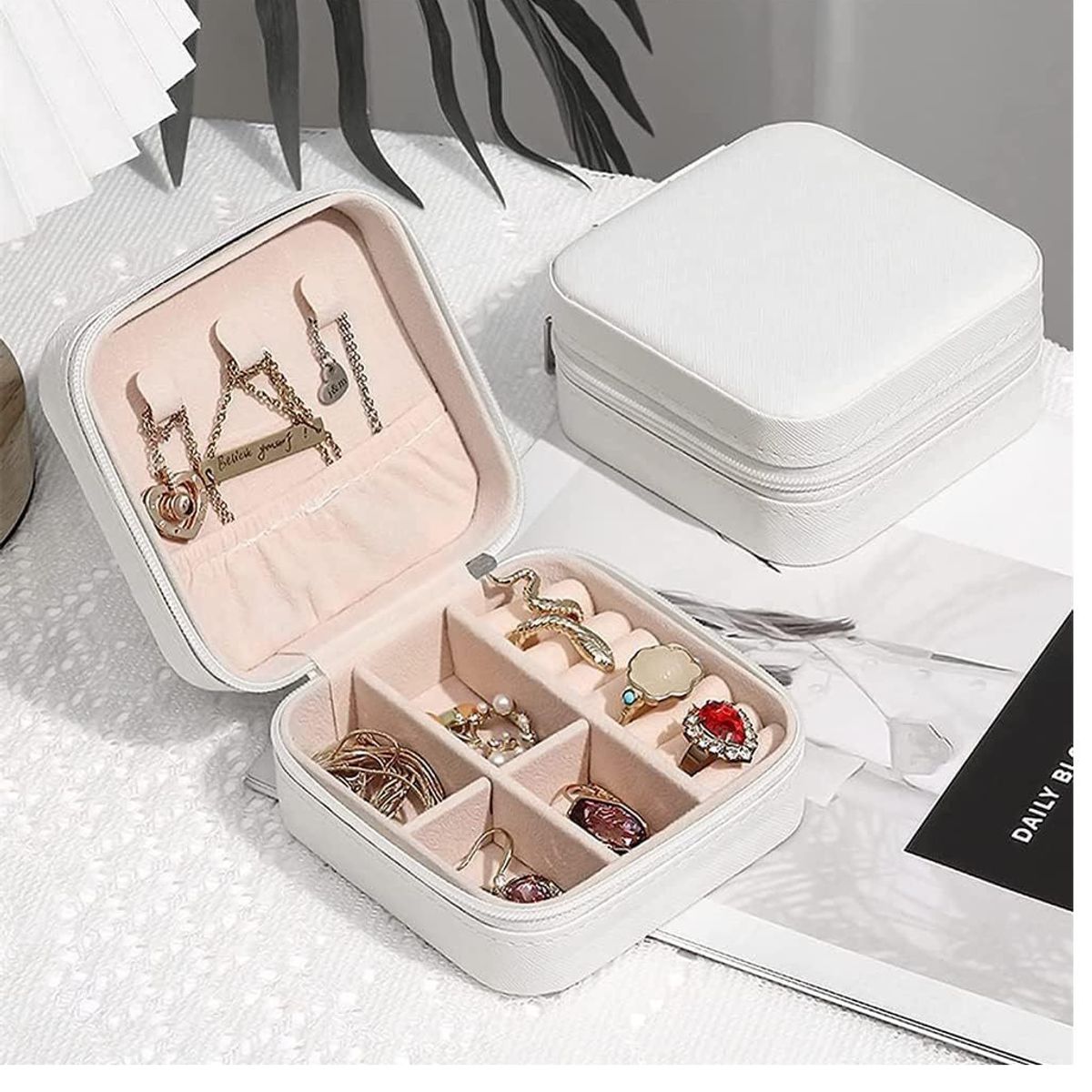 GENERICO - Mini Organizador de Joyas de Viaje Portátil con Cremallera