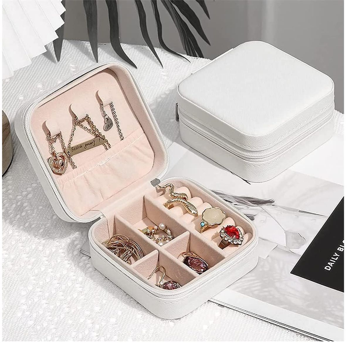 GENERICO - Mini Organizador de Joyas de Viaje Portátil con Cremallera