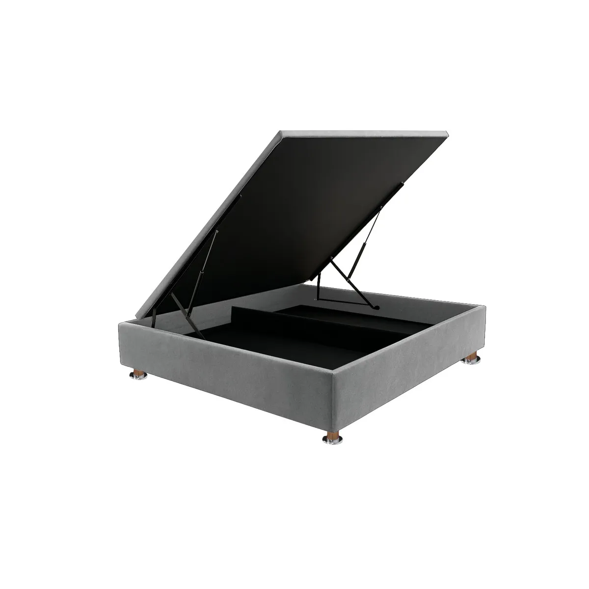 MUEBLES MACRUMO - Box Espacio Tarima reforzado 2 Plazas + Tela ALPHA  (Color Gris Plata)