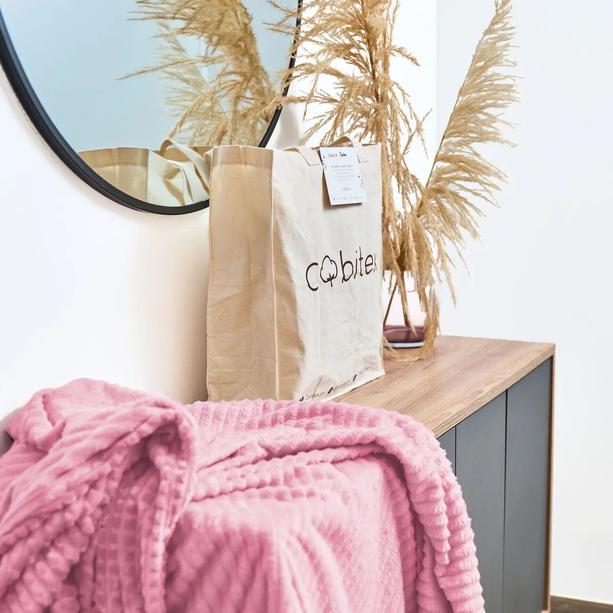 COBITEX HOME - Manta de invierno rosa 230x180cm con textura de corderito cobitex