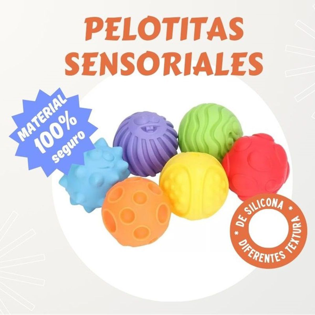 GENERICO - PELOTA SENSORIAL PARA BEBE - 6 UNID