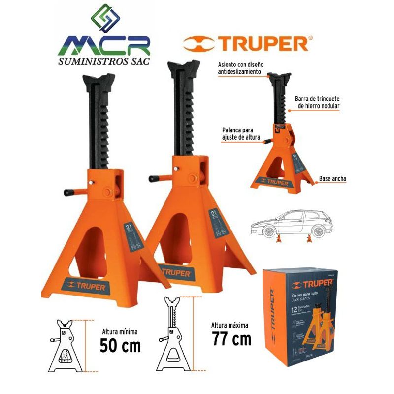 TRUPER - Caballete Para Auto 12 Toneladas 2 Piezas Truper