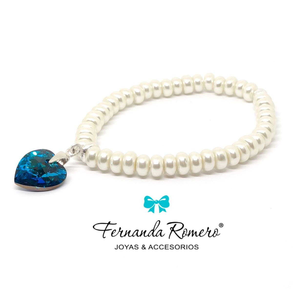 FERNANDA ROMERO JOYAS Y ACCESORIOS - PULSERA DE PERLAS DONAS AZUL TITANIC DE CRISTAL AUSTRIACO