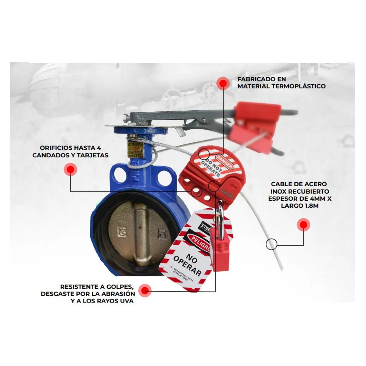 STEELPRO - BLOQUEO DE CABLE AJUSTABLE 4MM x 18M