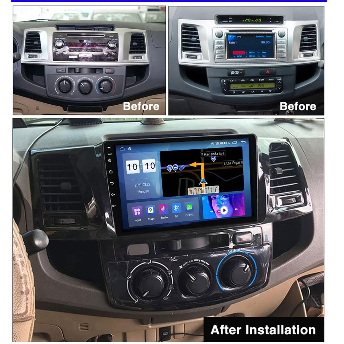 GENERICO - Autoradio Android Toyota Hilux 2004-2011 cámara Gratis