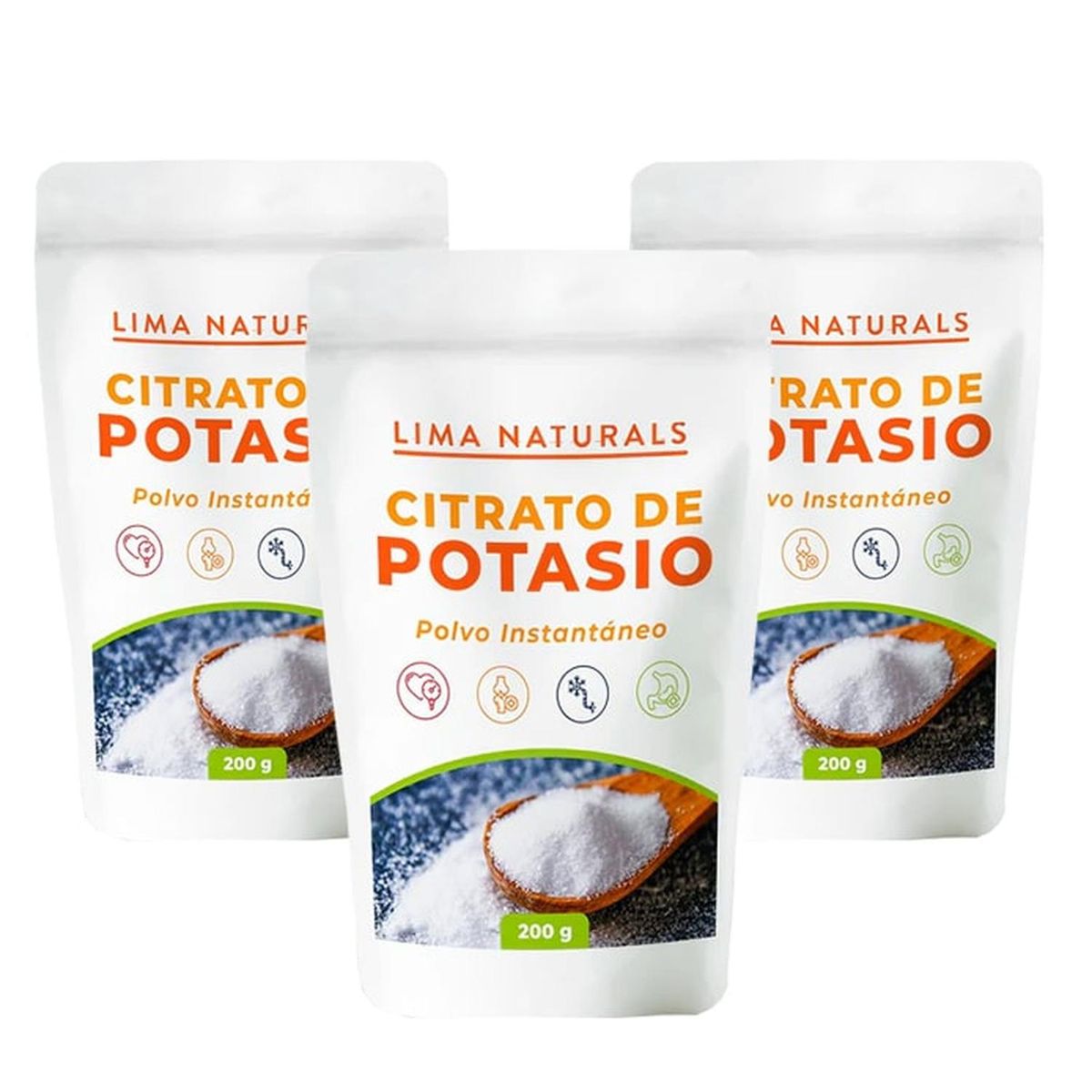 LIMA NATURALS - Citrato de Potasio Lima Naturals 200 g Pack x 3