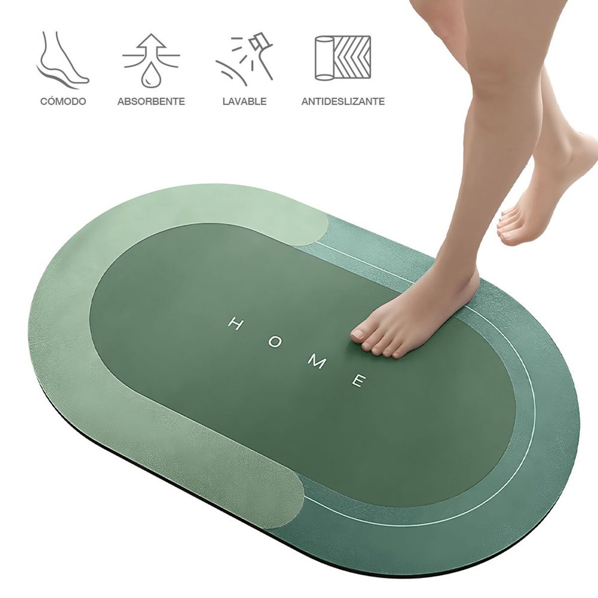 KELLER - Alfombra Antideslizante para Piso Tapete de Baño N36 Verde