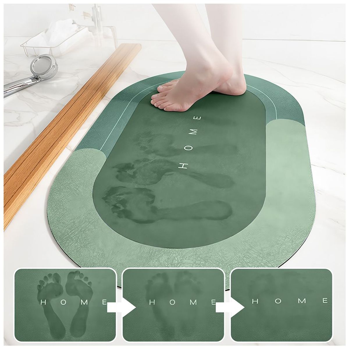 KELLER - Alfombra Antideslizante para Piso Tapete de Baño N36 Verde