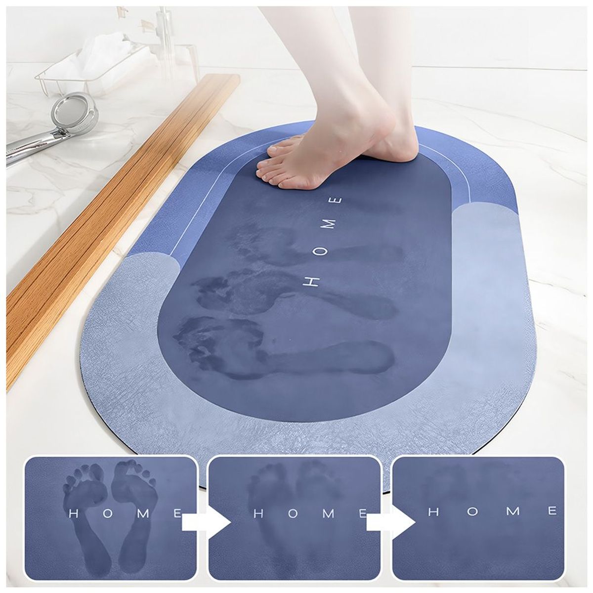 KELLER - Alfombra Antideslizante para Piso Tapete de Baño N36 Azul