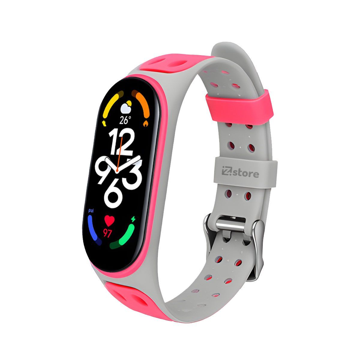 GENERICO - Correa Compatible Con Xiaomi Mi Band 7 y 6 Dualcolor Gris Rosado