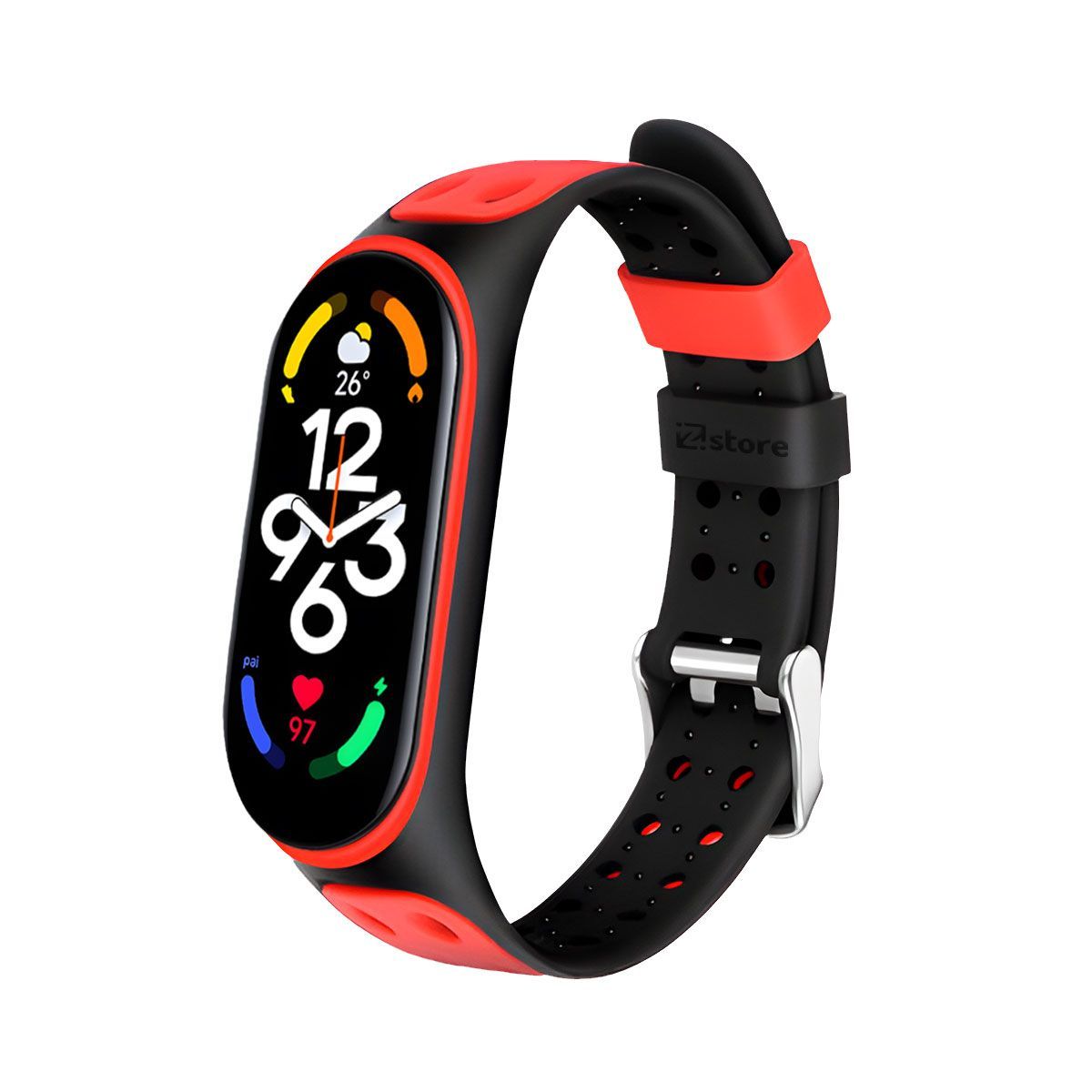GENERICO - Correa Compatible Con Xiaomi Mi Band 7 y 6 Dualcolor Rojo Negro