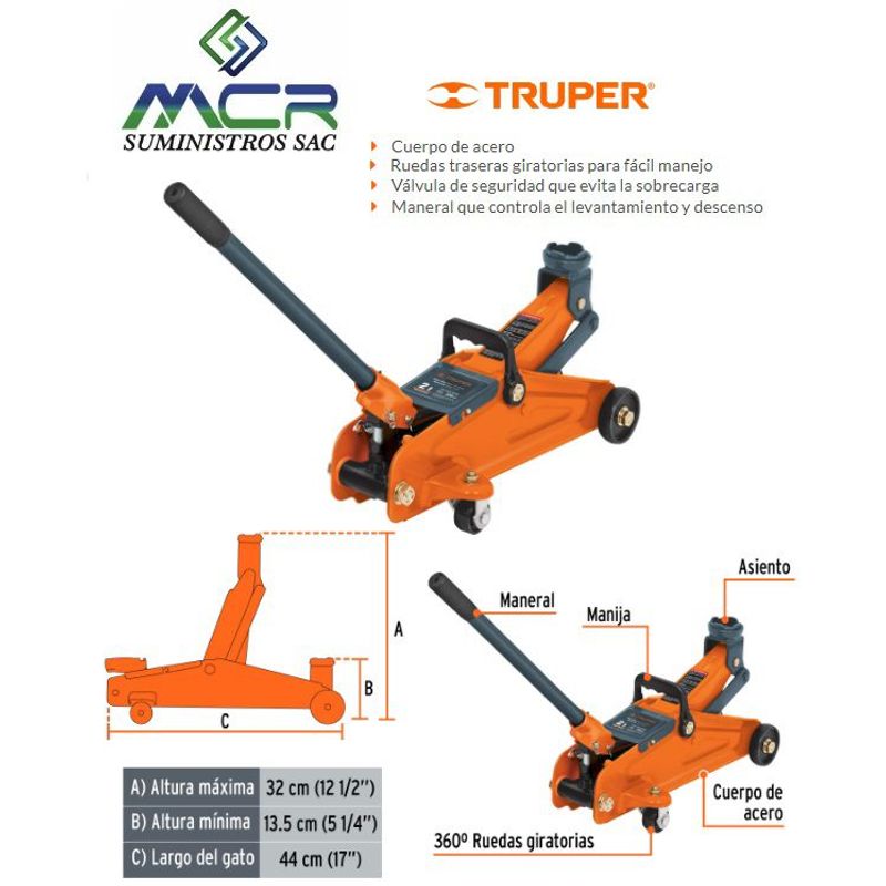 TRUPER - GATA TIPO LAGARTO 2 TONELADAS DE 30 MOVIMIENTOS 14944 TRUPER