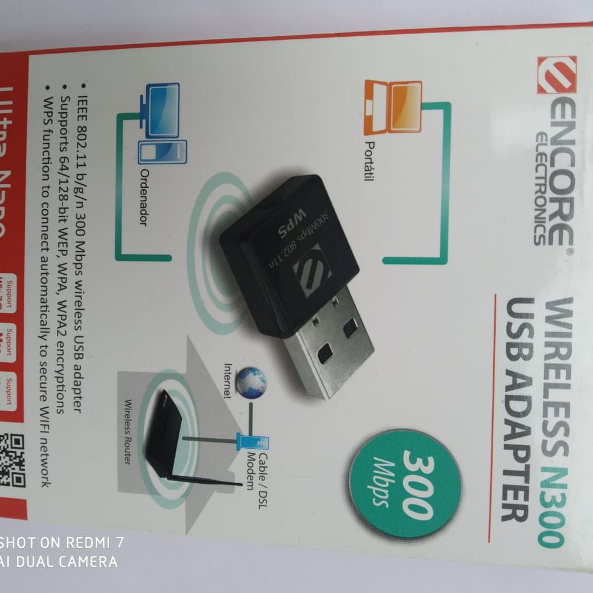 ENCORE ELECTRONICS - MINI ADAPTADOR NANO USB N300 ENCORE WiFi 300Mbps 80211bgn