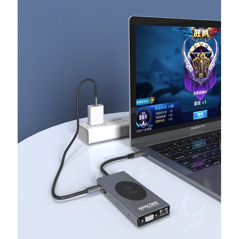 ENCORE ELECTRONICS - Hub Multipuerto 13 en 1 Tipo c Estacion de acoplamiento Docking Station