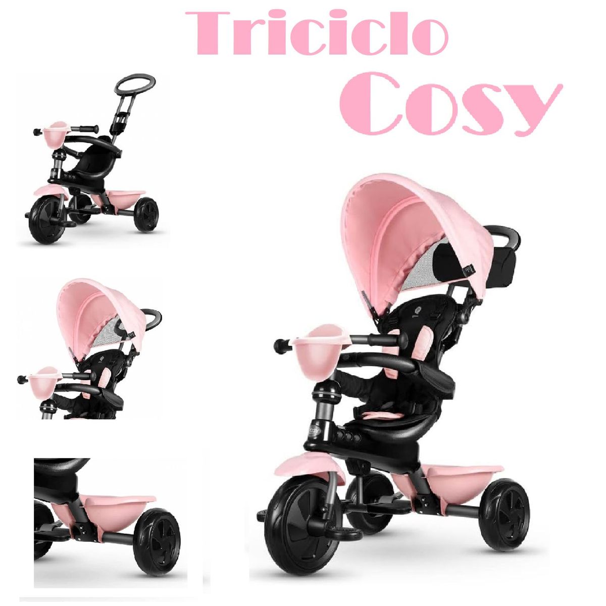 GENERICO - Triciclo Multifuncional Cosy Q play - Rosado