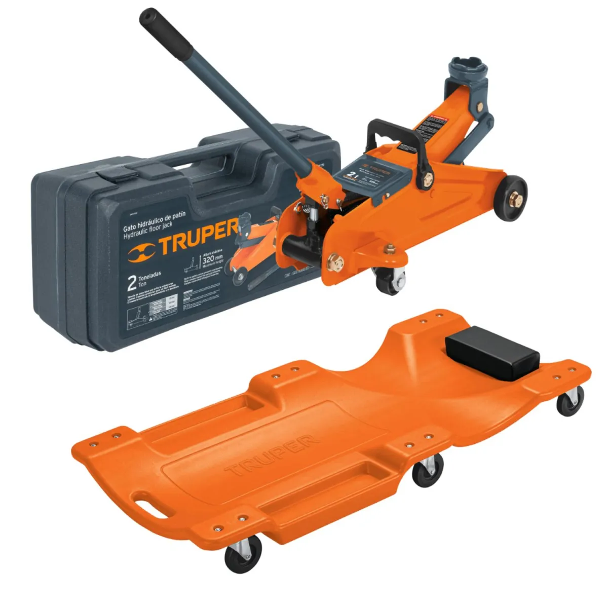 TRUPER - Gata lagarto 2 TN con maletin + cama de plastico 40" Truper