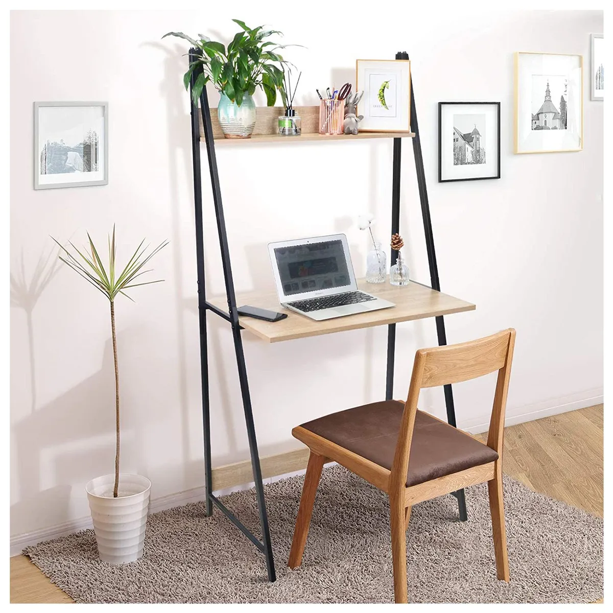 VENTITAS HOME - Escritorio con Estantería Industrial Jakma Ventitas Perú Duna y Negro