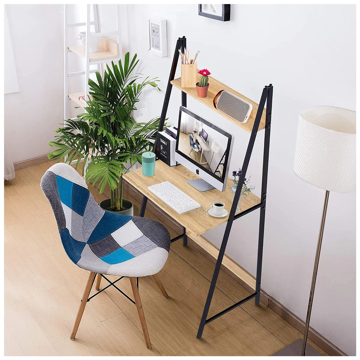 VENTITAS HOME - Escritorio con Estantería Industrial Jakma Ventitas Perú Duna y Negro