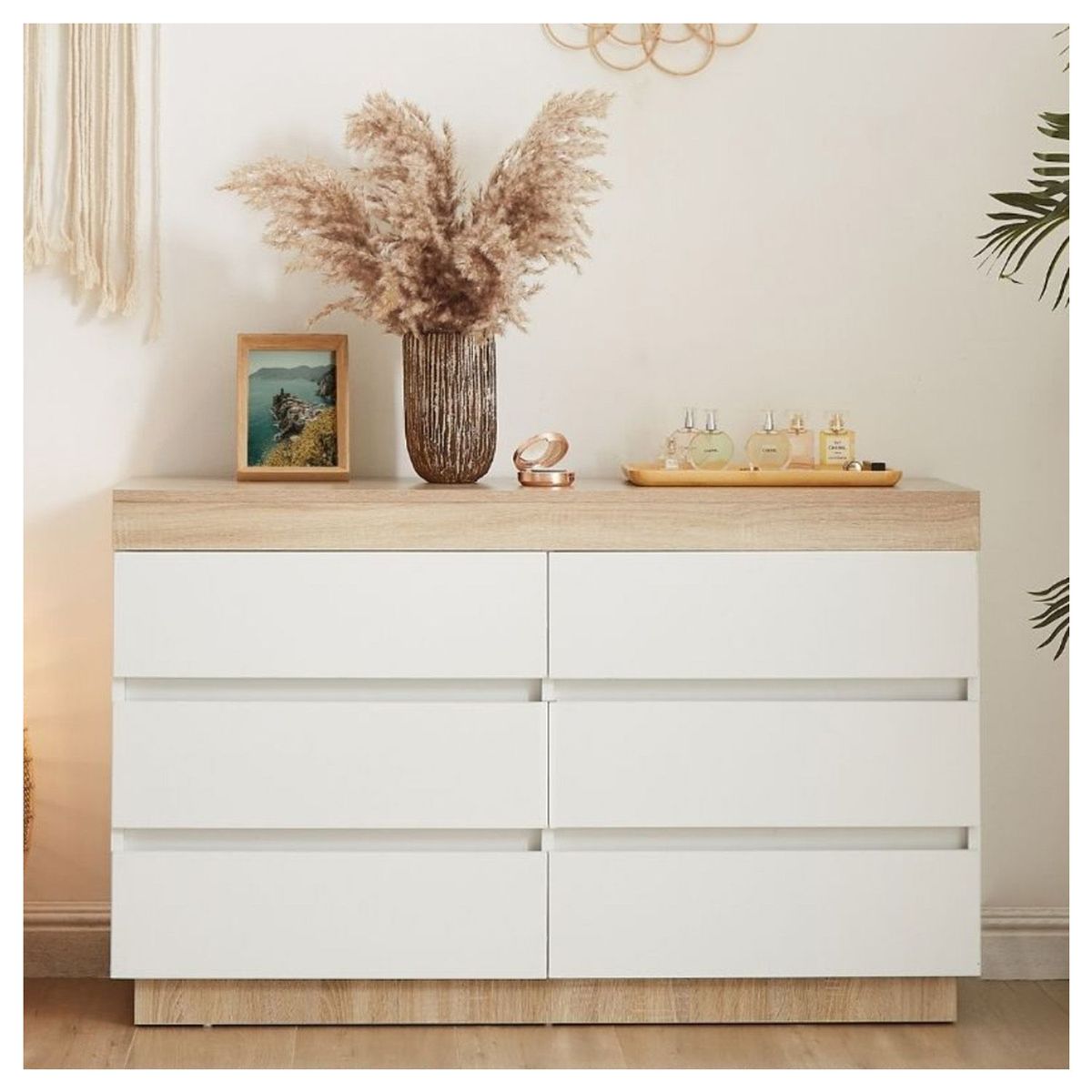 VENTITAS HOME - Cómoda Ventitas Home Catriona 6 Cajones Blanco Y Duna