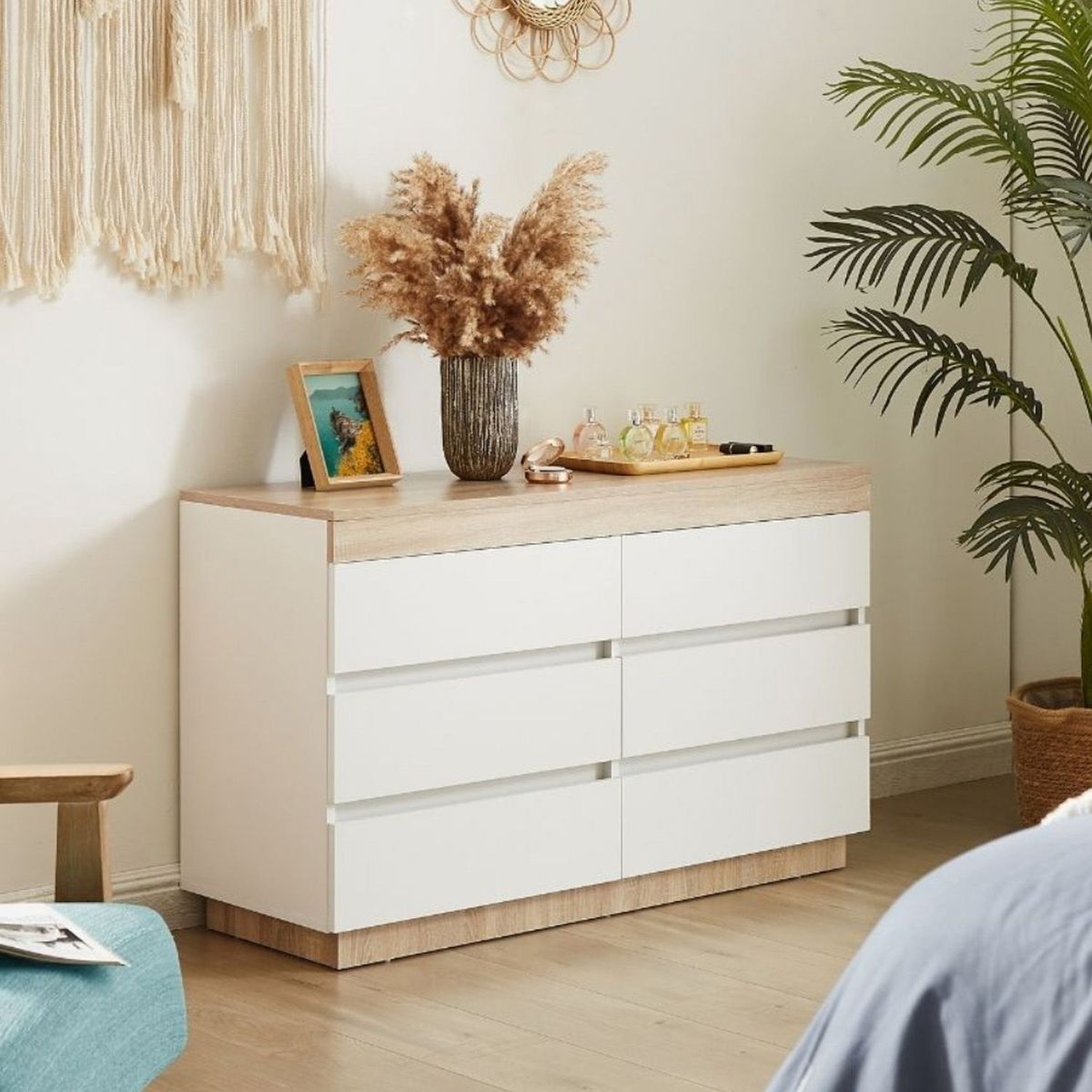 VENTITAS HOME - Cómoda Ventitas Home Catriona 6 Cajones Blanco Y Duna