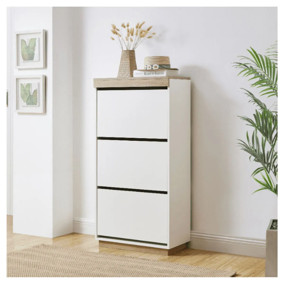 VENTITAS HOME - Zapatera Catriona 3 Compartimientos Ventitas Perú Blanco y Duna