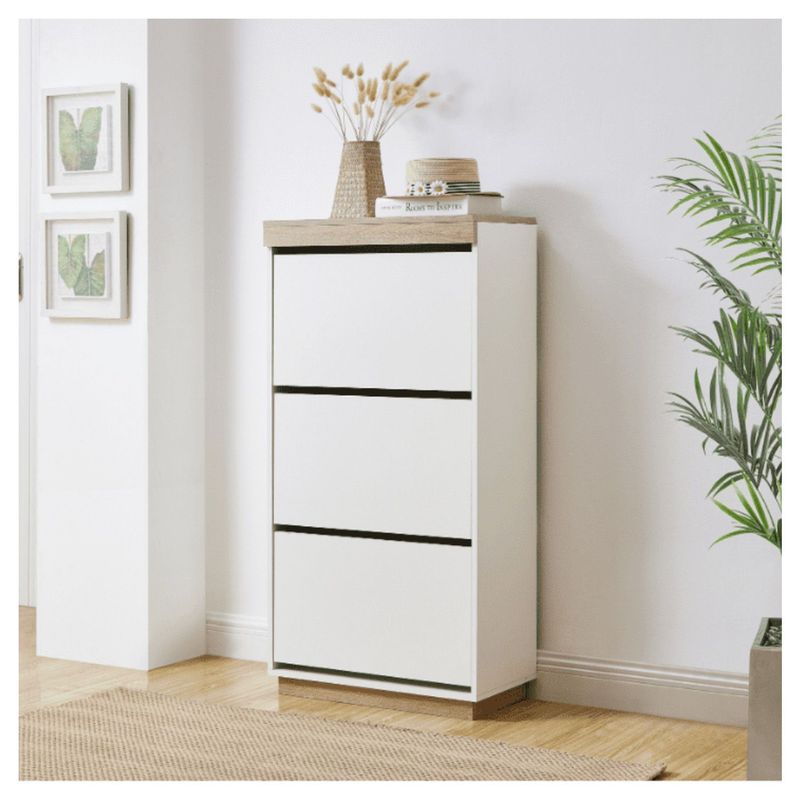 VENTITAS HOME - Zapatera Catriona 3 Compartimientos Ventitas Perú Blanco y Duna