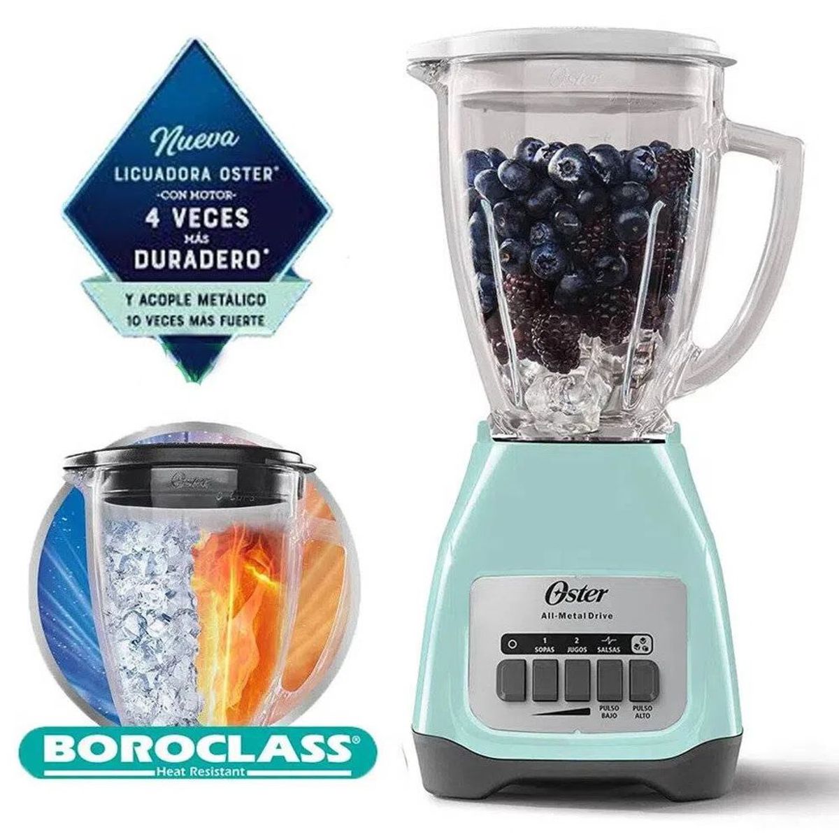 OSTER - Oster Licuadora Verde Jade 1.5 L 2 Velocidades BLSTKAG-VPB