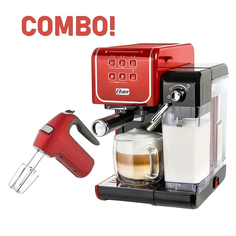 OSTER - Cafetera Automática PrimaLatte Oster  BVSTEM6801R+Batidora FPSTHM360R