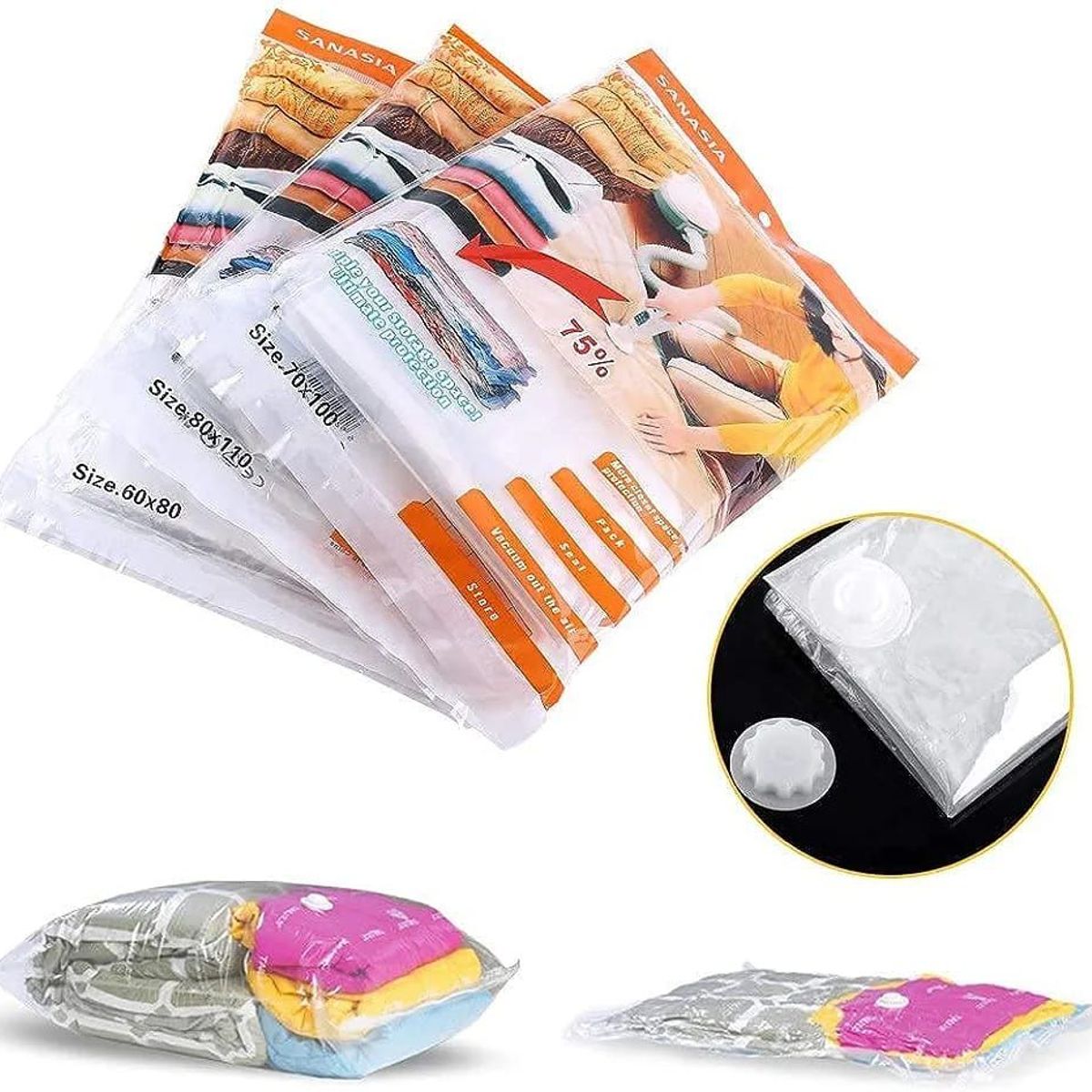 GENERICO - BOLSAS AL VACÍO PARA ALMACENAMIENTO 100X70CM X 10 UNIDADES