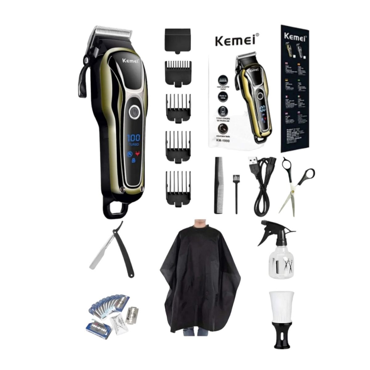 KEMEI - Cortadora de cabello Kemei km-1990 con accesorios adicionales