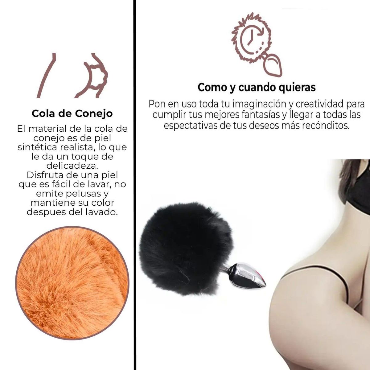 GENERICO - Plug Dilatador Cola Conejo Consolador color Aleatorio