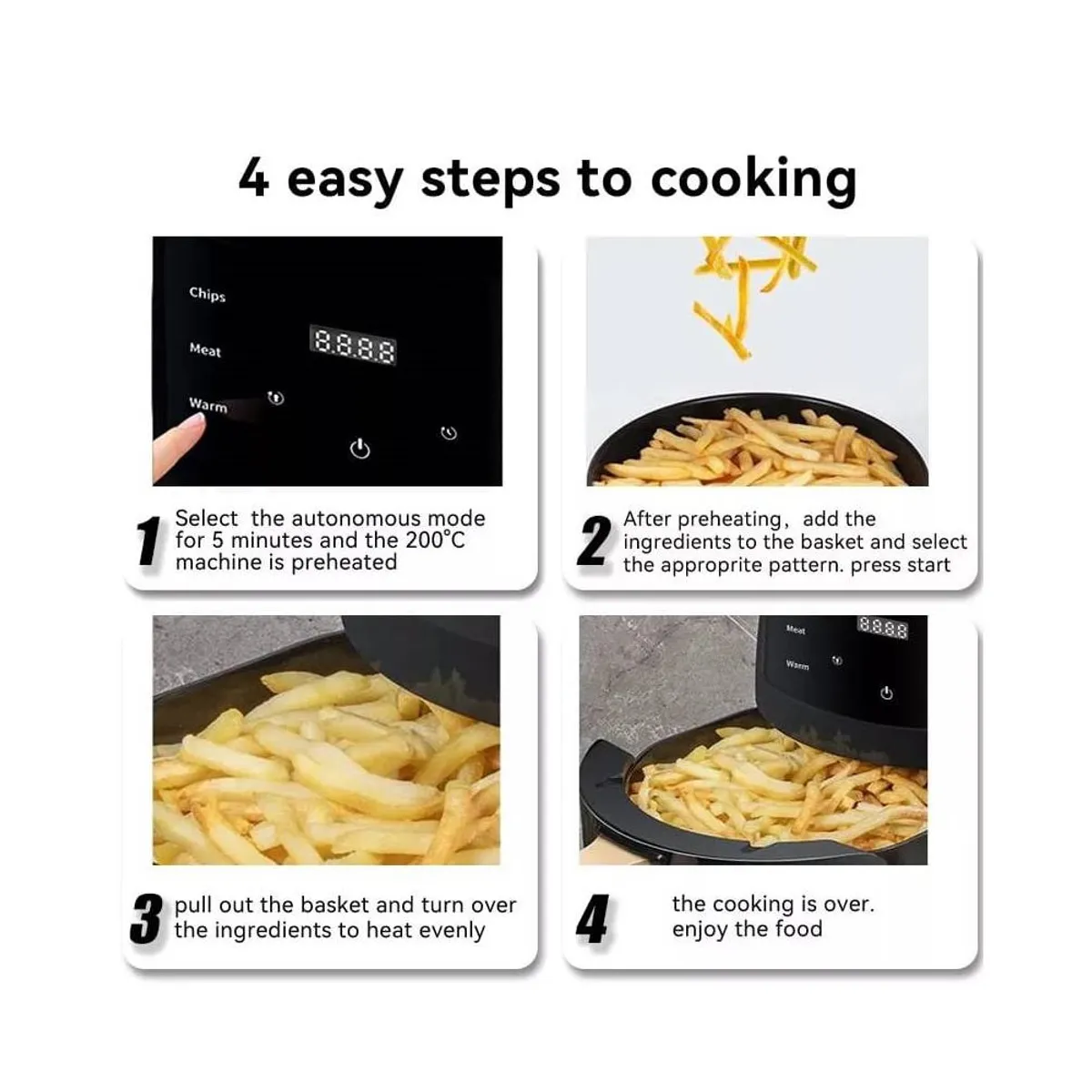 GENERICO - Freidora Aire Airfryer Digital 6 Litros Sin Aceite 2400W Extra Grande