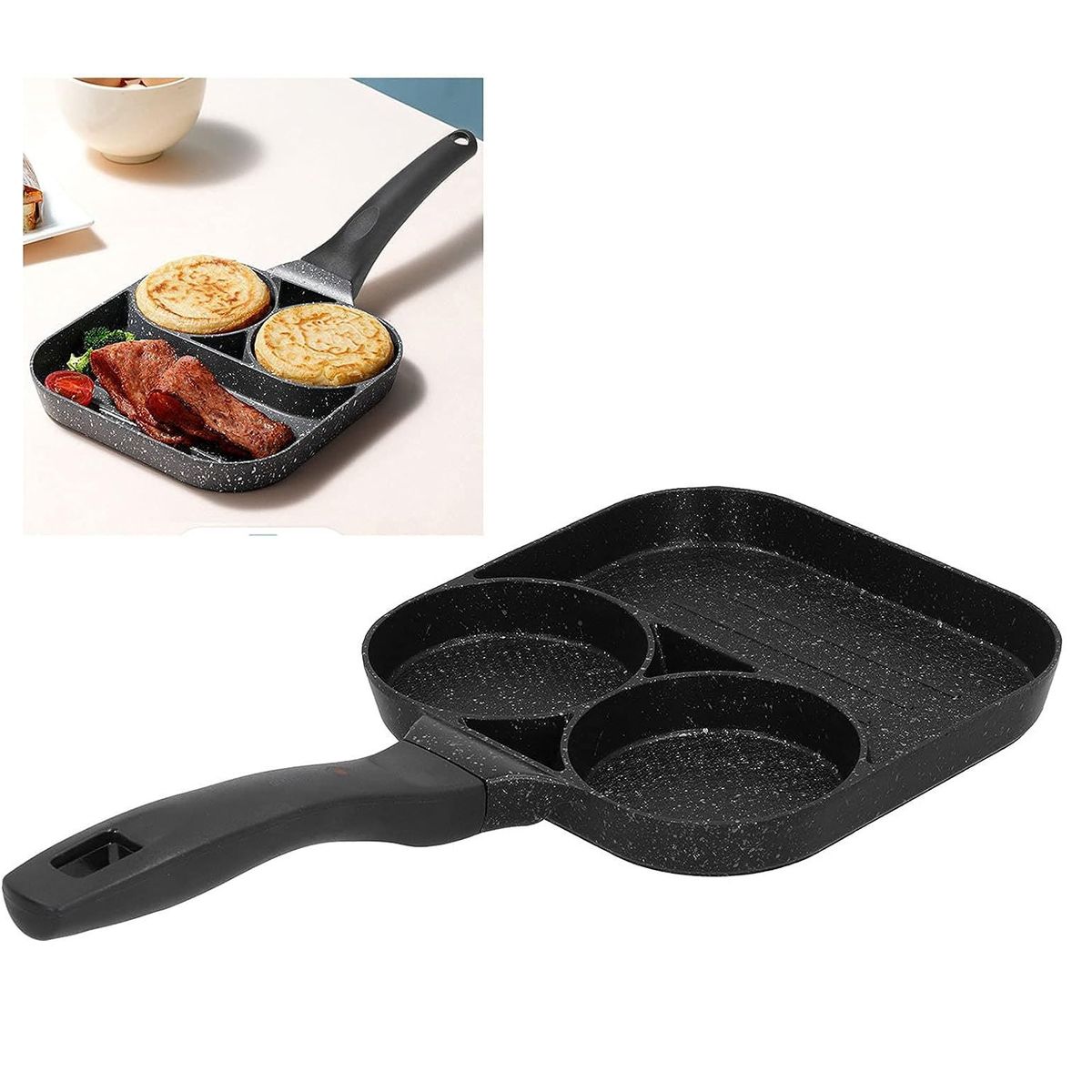 GENERICO - Sartén para panqueques 3 en 1 antiadherente