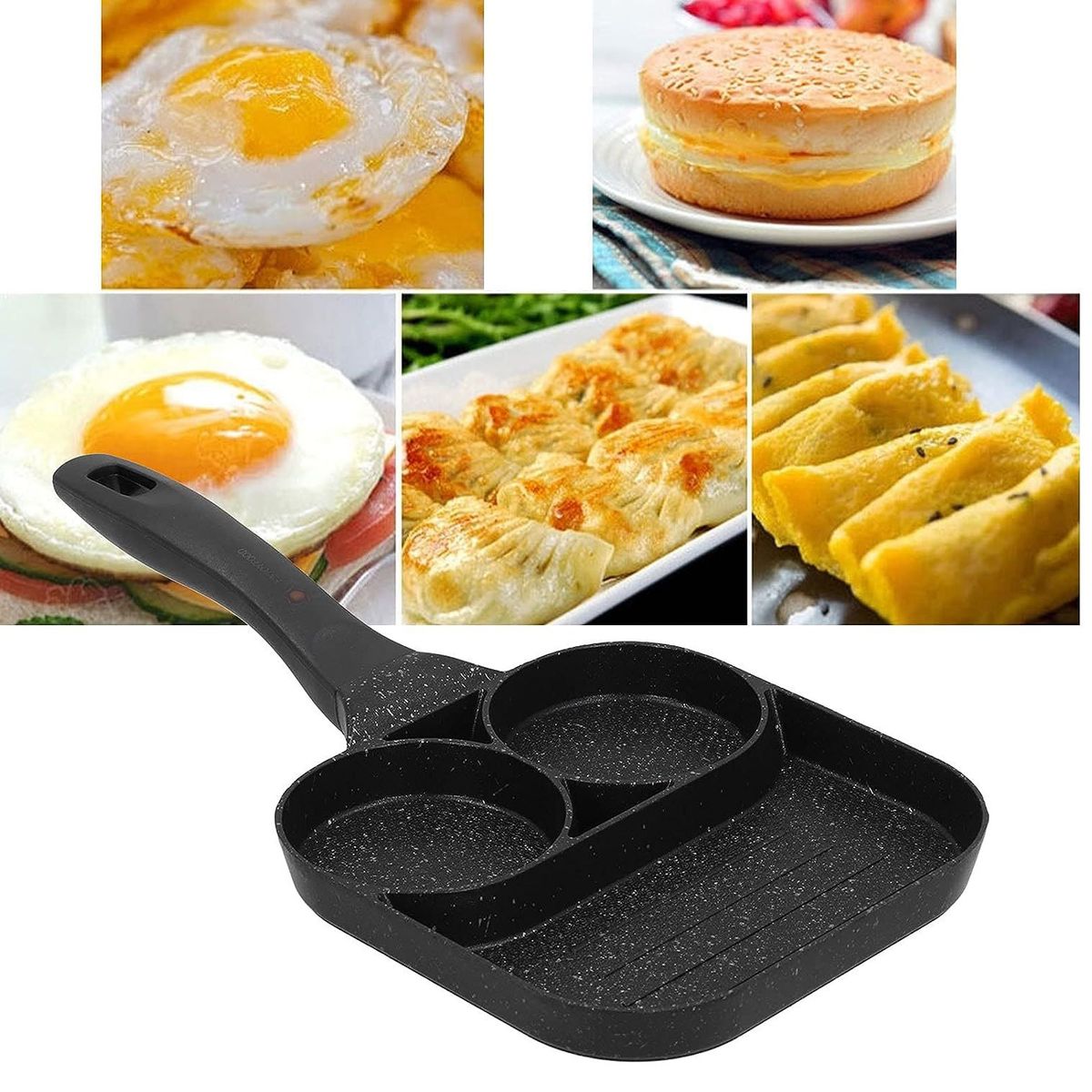 GENERICO - Sartén para panqueques 3 en 1 antiadherente