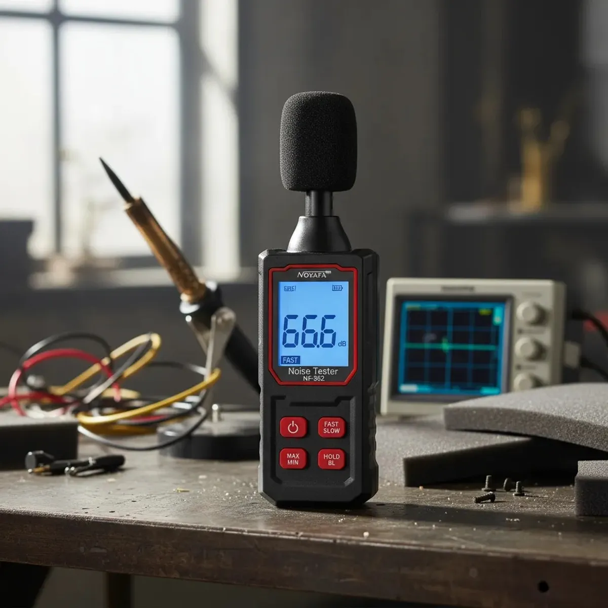 JPSYSTEMS - Sonómetro Digital portátil para medir ruido decibelios ponderacion A NF-562