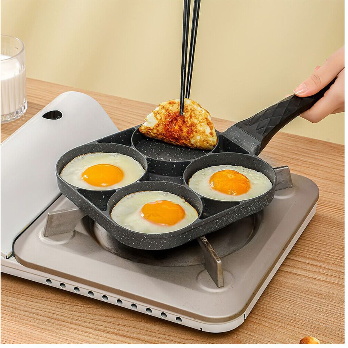 OEM - Sartén Antiadherente para Huevos de 4 Tazas