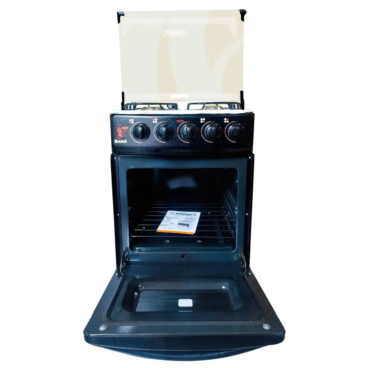 FADIC - Cocina con tapa de vidrio y Horno Sami 4h Negro