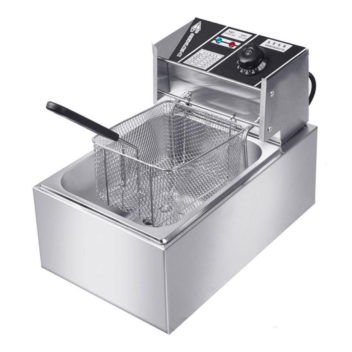 OEM - Freidora Electrica 55L 2500W de Acero Inoxidable y Cesta para Freir