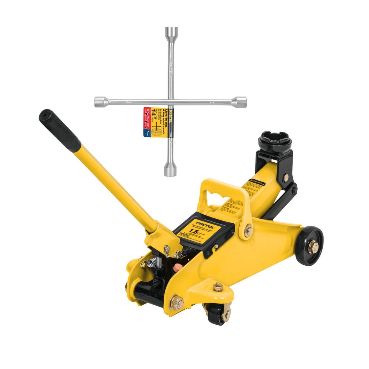 PRETUL - Gata tipo lagarto 1.5 toneladas + llave de ruedas 14" Pretul