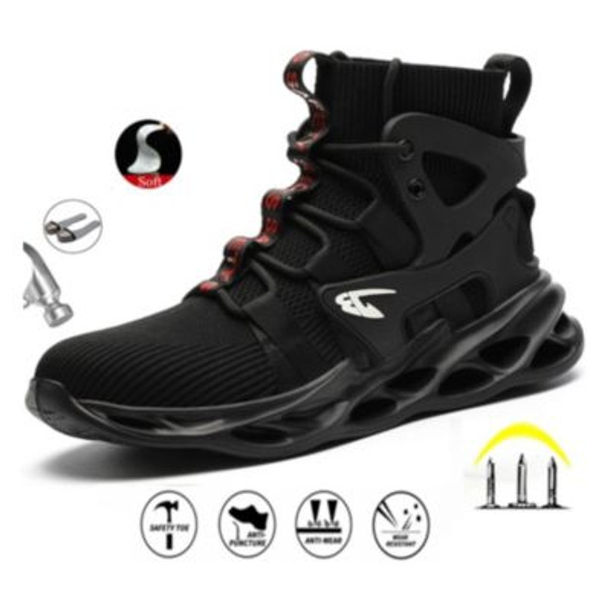 BLWOENS - Zapatos de trabajo hombre seguridad y antipinchazos-negro.