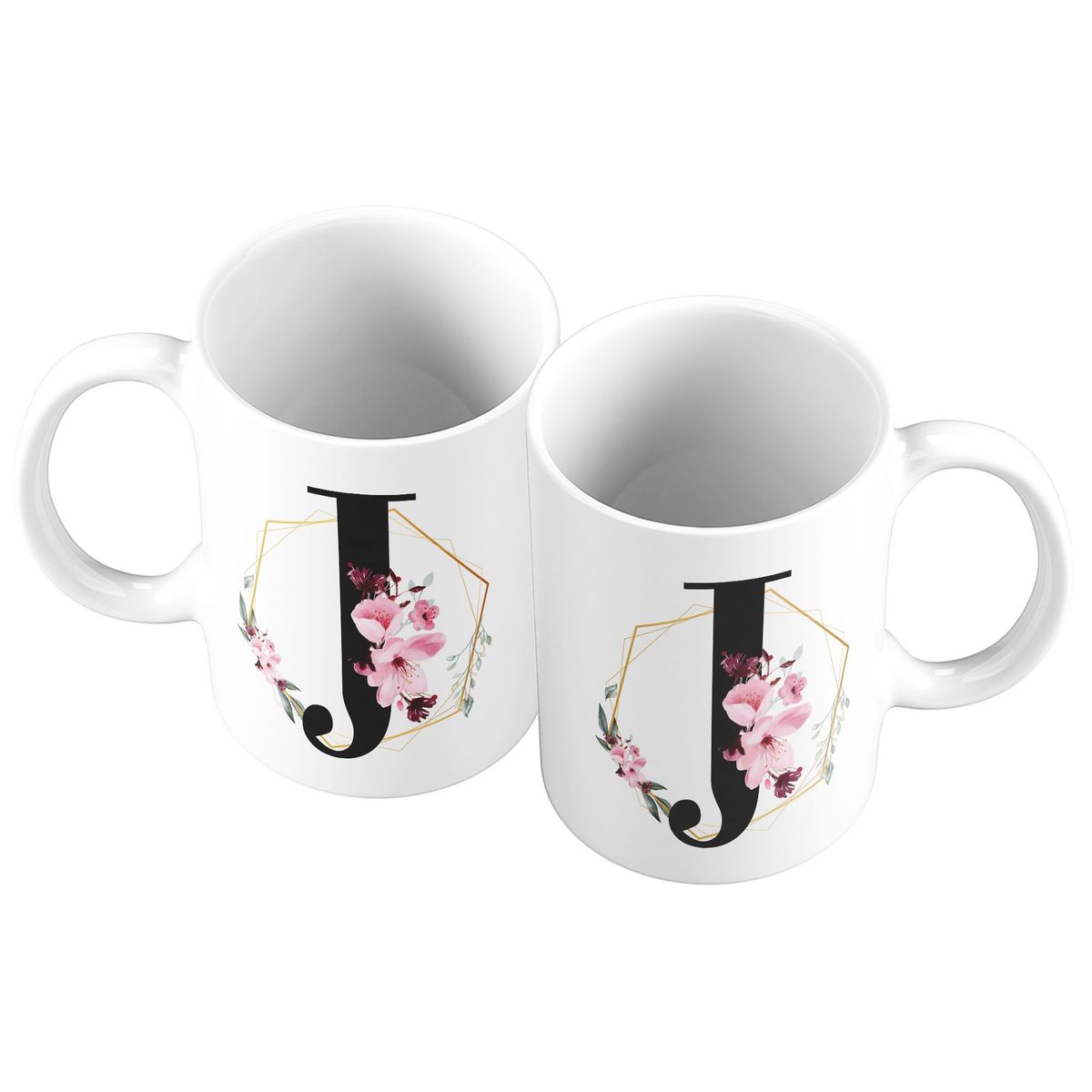 GENERICO - Taza Mug 11oz Iniciales Flores J