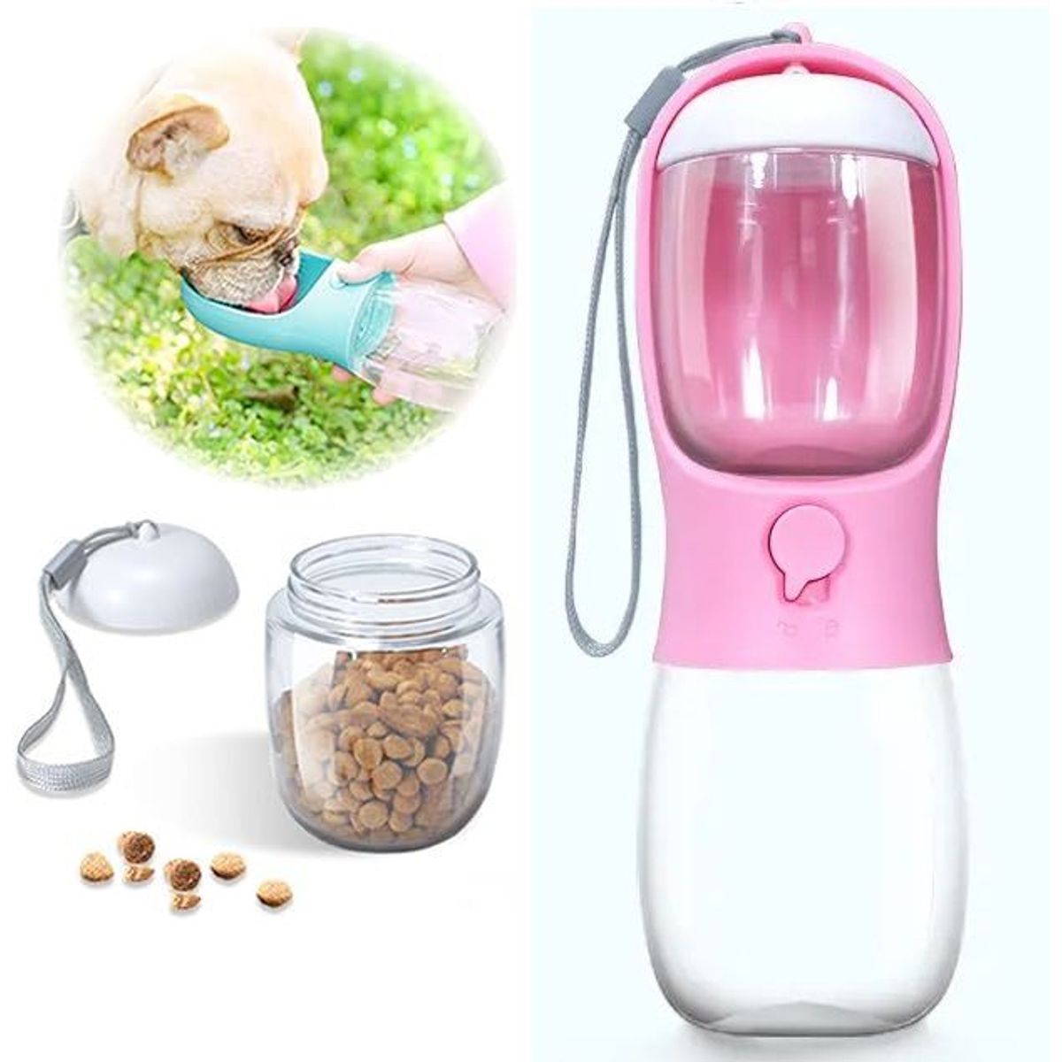 GENERICO - Bebedero Portatil 2 en 1 para mascota - Rosado