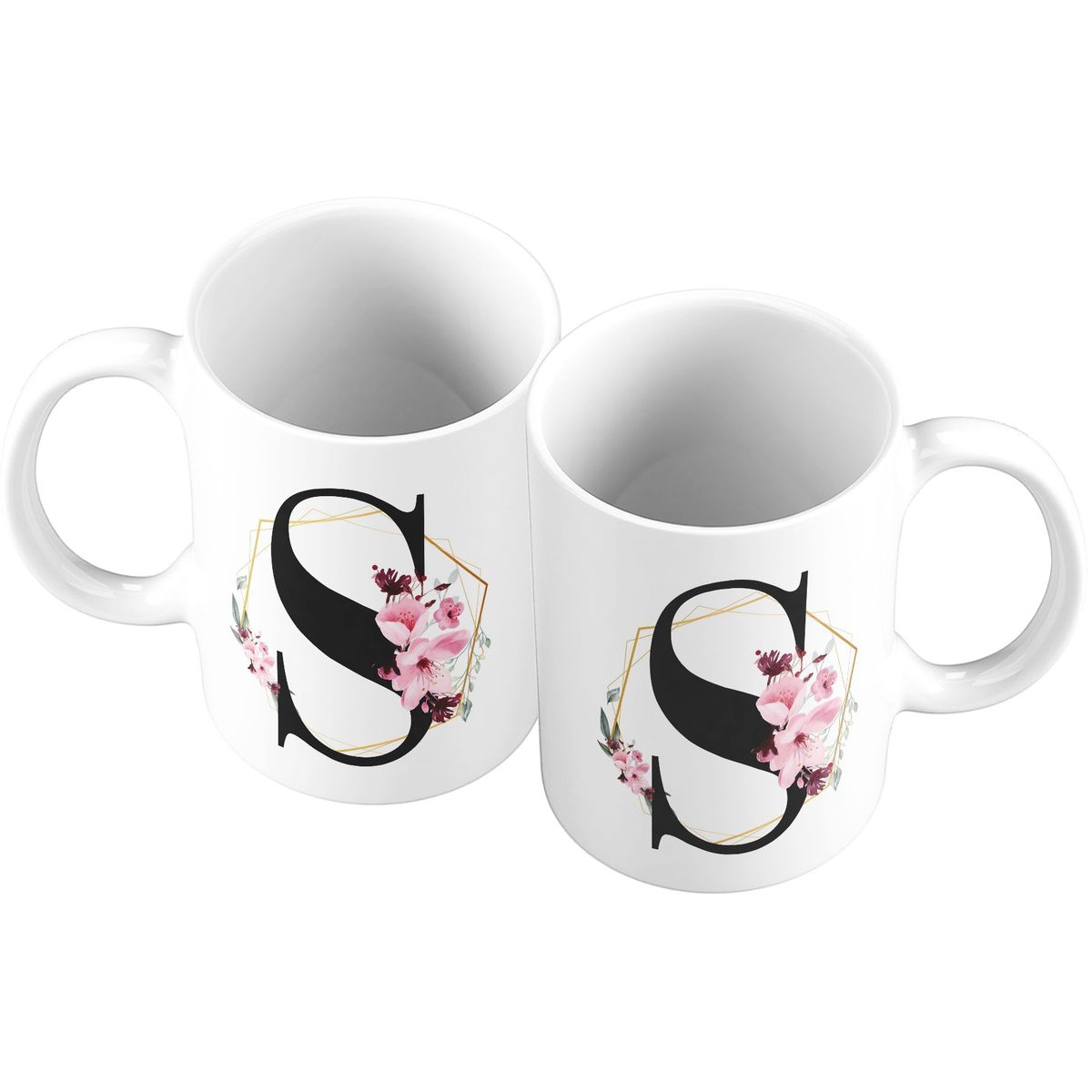 GENERICO - Taza Mug 11oz Iniciales Flores S