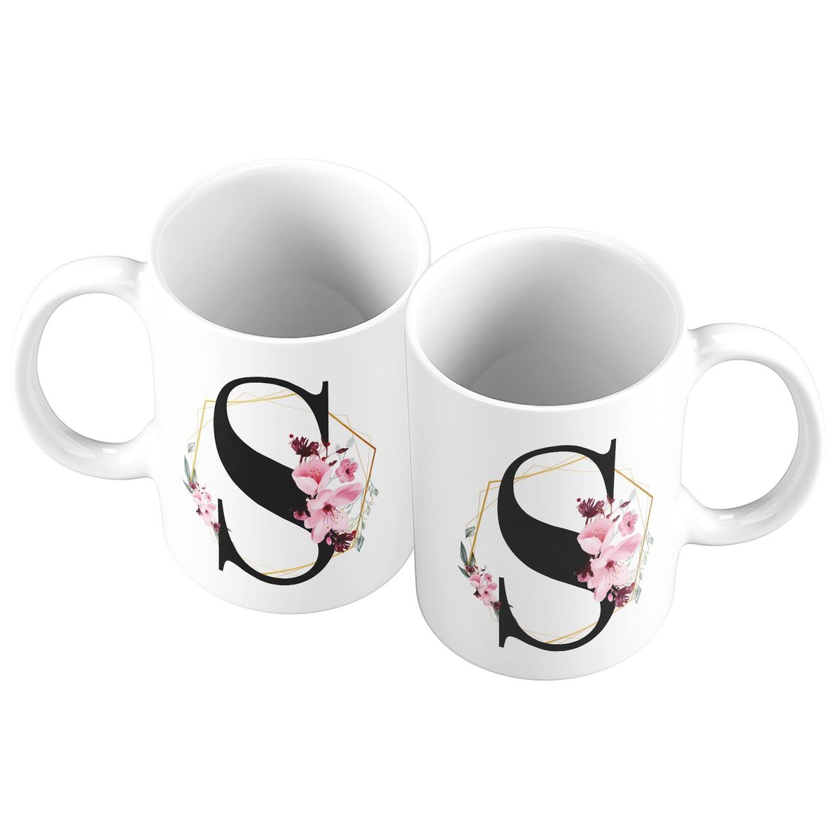 GENERICO - Taza Mug 11oz Iniciales Flores S