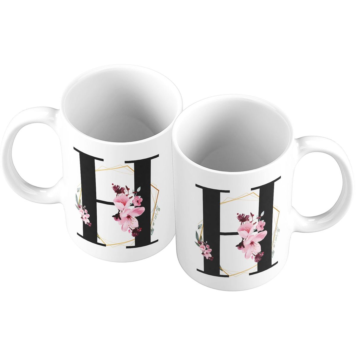 GENERICO - Taza Mug 11oz Iniciales Flores H