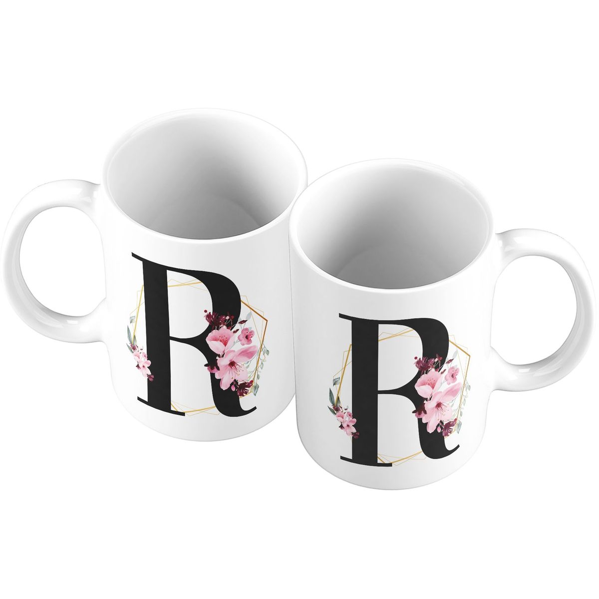 GENERICO - Taza Mug 11oz Iniciales Flores R